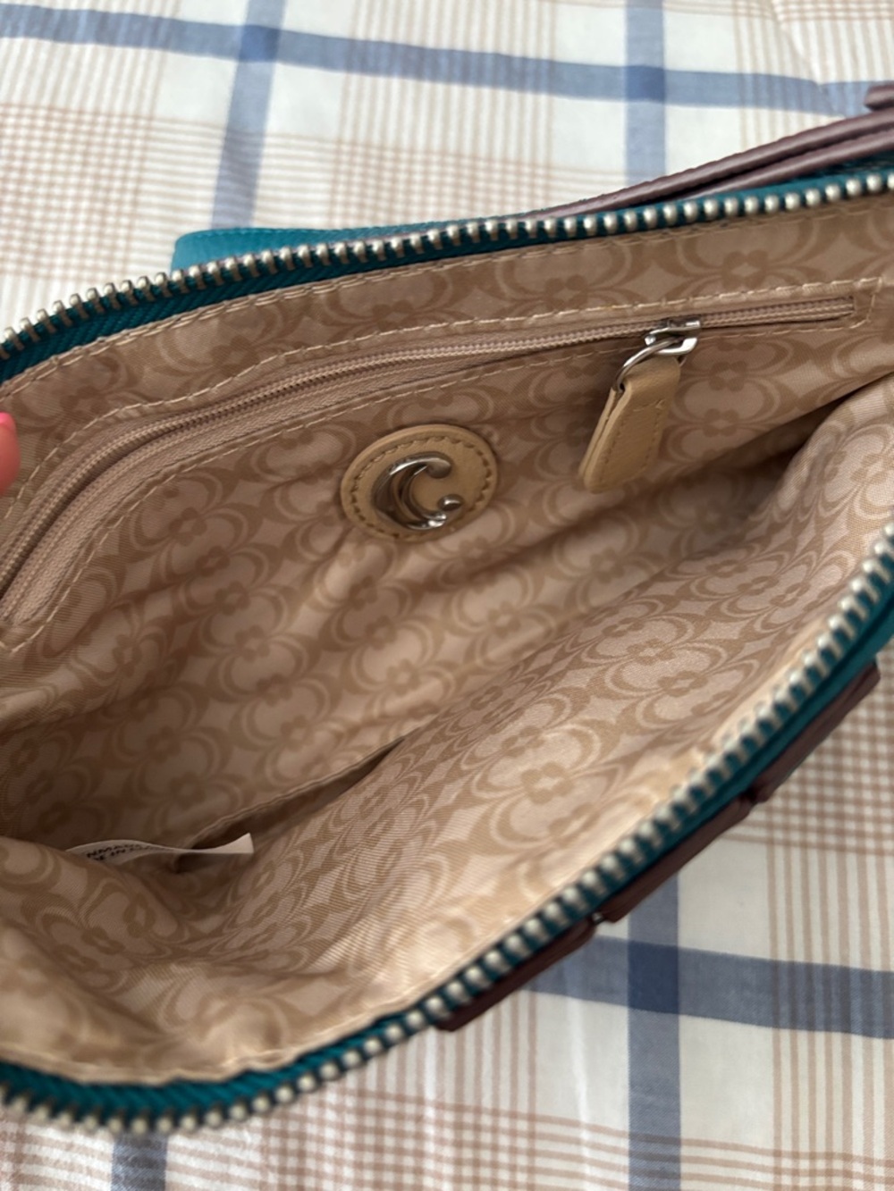 Teal Wristlet Clutch with Braided Center Detail - Picture 2 of 2